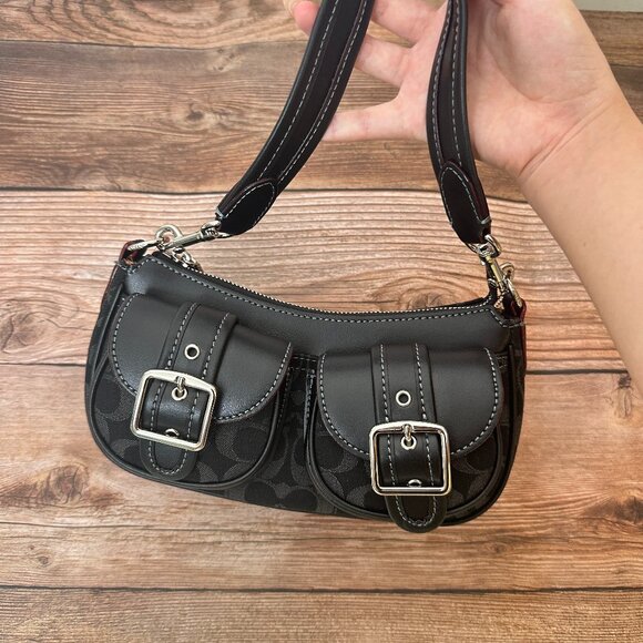 COACH Black Cowboy Underarm Bag Single Shoulder Cross Bag - Picture 1 of 13